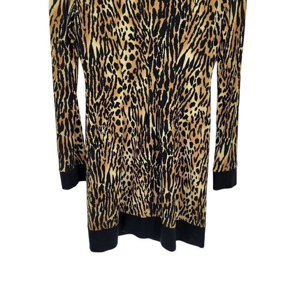 Vintage 80's Cache Mini Dress 2 Black Animal Leopard Long Sleeve Tunic Shift Mod - Picture 11 of 12